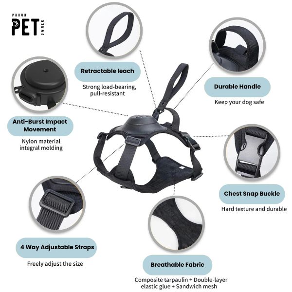 Retractable 3-in-1 Leash Harness